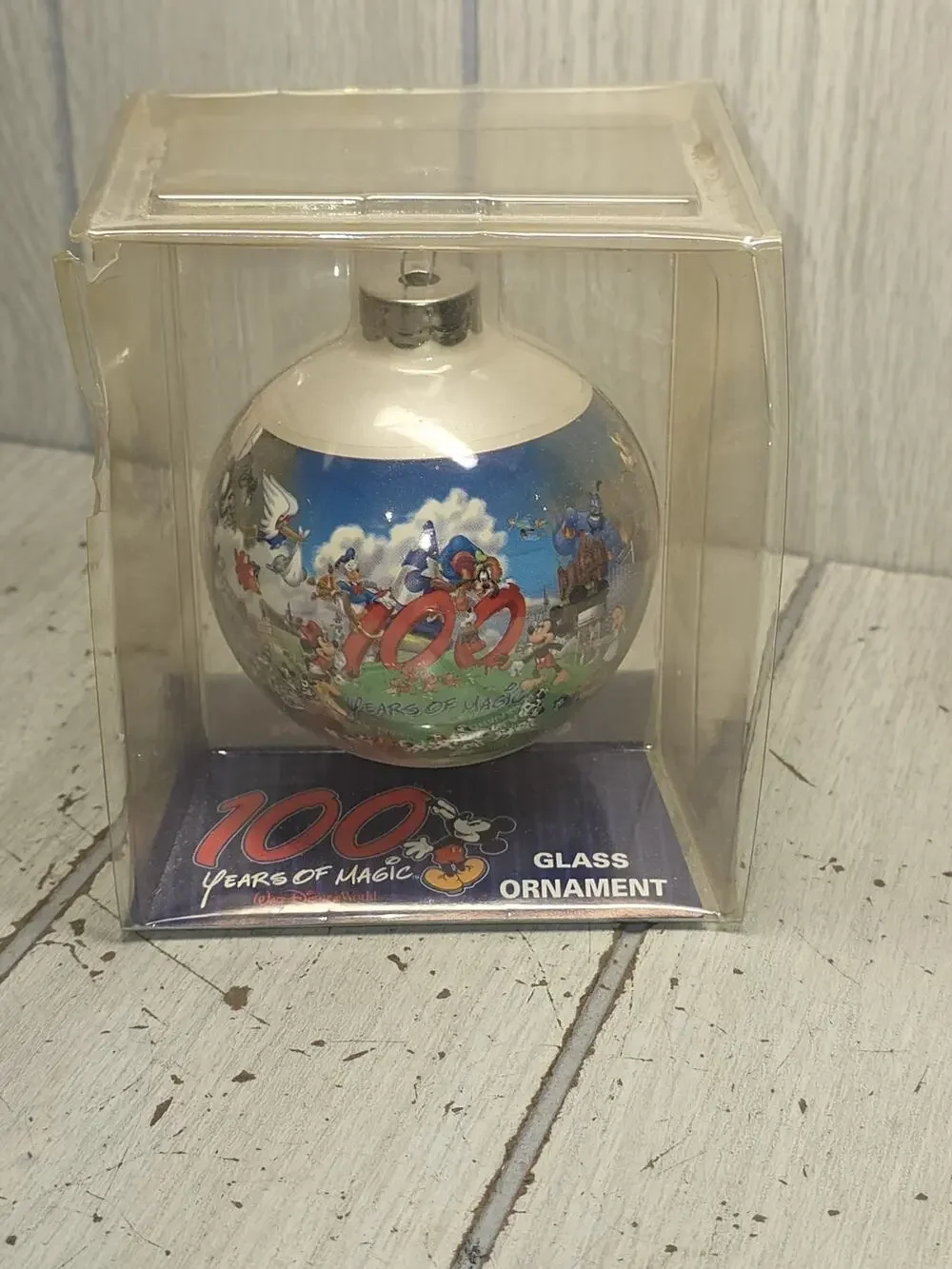 Vtg 100 Years of Magic Glass Ornament Christmas Walt Disney World Mickey Mouse
